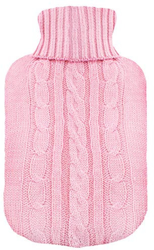 TRIXES Copri borsa dell’acqua calda lavorata a maglia - Copertura isolante rosa lavorata a maglia - Solo copri borsa (boule dell’acqua calda non inclusa)