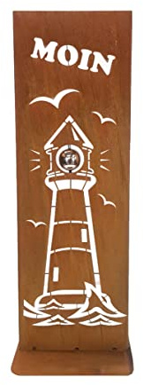 Gartendeko Fockbek Metallschild Schild Leuchtturm MOIN Höhe ca 80 cm Edelrost Rostdeko