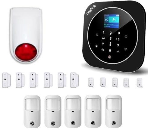 Sistema di Allarme casa Kit Wireless senza fili, WIFI 2.4Ghz, GSM, Kit Dadvu DV-2ATP2, Combinatore Telefonico, 100 zone, App Smart Life (Tuya), Compatibile Google Home ed Alexa