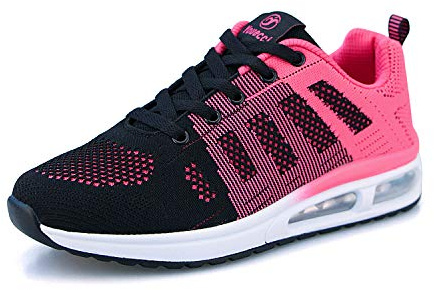Dam löpning sneakers andas promenader löpning skor fitness löpning låg atletisk gym mode sneakers, 528 rosa svart, 36 EU