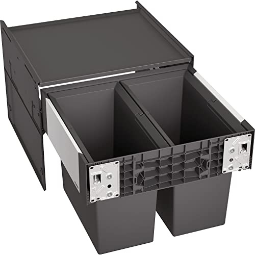 BLANCO SELECT II 50/2 | Abfall Müllsystem | für 50 cm breite Unterschränke | [46,8x40x36,1 cm] | 2 x 19 Liter Eimer | 400mm Auszugstiefe | Systemabdeckung | Auszugssystem zur Frontanbindung