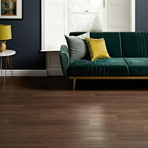 AMBULABO Vinyl Flooring – 36pcs (5m²) Peel and Stick Self Adhesive Floor Planks, Wood Effect Vinyl for Stylish Interiors (Dark Brown)
