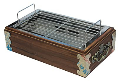 LCRACK BBQ-Grill, Retro Camping Vermenschlichen Multifunktions tragbar Grill Draussen Hohe Kapazität Holzkohle Grillfeuer (Farbe : B, Größe : 40x20cm)