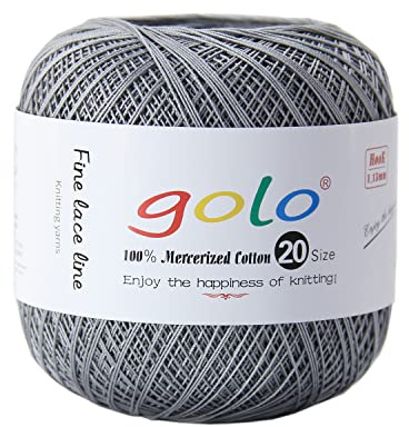 golo Häkelgarn 20 Strickgarn für handgestricktes Häkelgarn Gewinde häkeln (Grau-517)