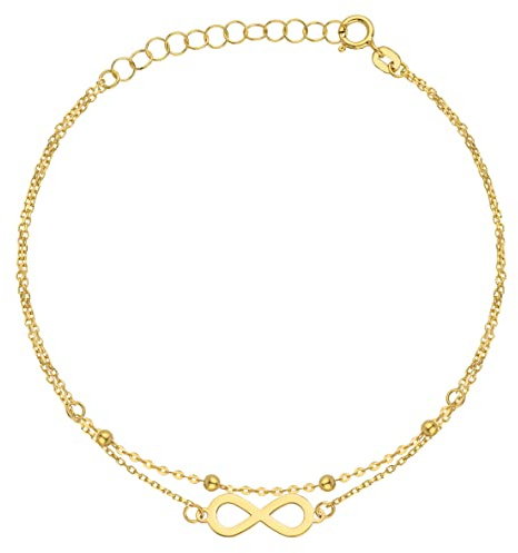 Goldarmband 333 8k Gold Gelbgold Unendlichkeit Kugel Gravur