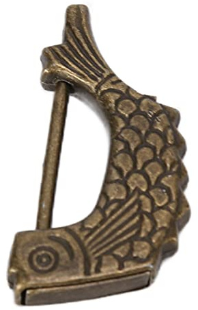 01 02 015 Antikes Schloss, Vintage-Vorhängeschloss, kein Rost, Fischform für Schrank für Schmuckschatulle für Holzkiste, Bronze