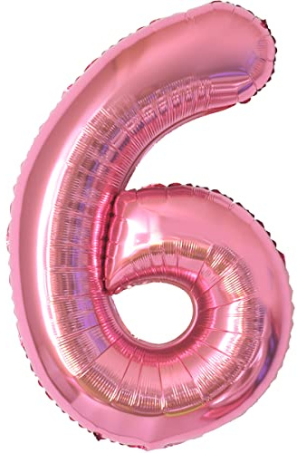 Geburtstag zahlen luftballon 6 jahre | Folienballon 6 XXL Rosa-Riesen Folienballon in 40 - 101cm Geburtstagsdeko - Ballon Zahl Deko zum Geburtstag - fliegt mit Helium