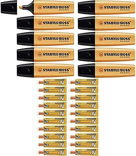 STABILO - Stifte-Set - Textmarker - BOSS ORIGINAL - 10er Pack - orange & Tinte zum Nachfüllen - BOSS ORIGINAL Refill - 20er Pack