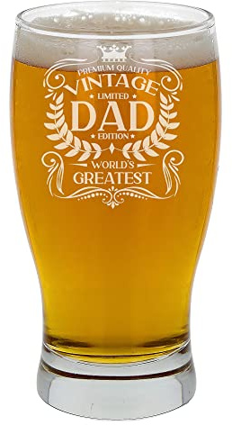 Regalos para abuelo Vintage World's Greatest Dad Grabado Pinta Vaso de cerveza Regalo para abuelos Sidra Grabado Lager Cerveza Tulipán Pinta Vasos