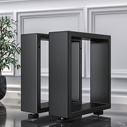 GGMMÖBEL 2er-Set Morena | Hocker & Bank Kufe | Schwarz | Füße: 16x16cm | B40xH43cm | U Tischgestell, Bankgestelle Kufe