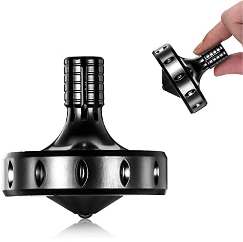 Trottola in Metallo di Precisione, Perfettamente Bilanciata, Rotazione Liscio, Tempo di Rotazione Lungo, Facilmente Oltre 10 Minuti, Giocattolo EDC Portatile (M/Nero)