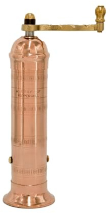 Alexander Home Original Greek Pepper Mill, 8-Inch Copper – European Manual Pepper Grinder, Refillable