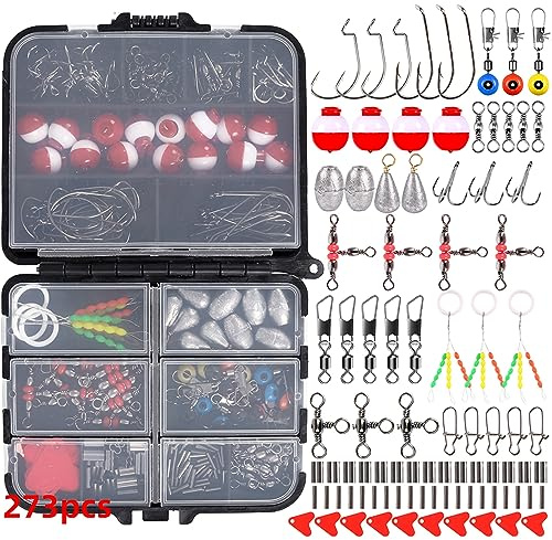 Lixada 188/273/343-teiliges Angelzubehör-Set mit Tackle Box Zangen, Jig-Haken, Wirbeln, Druckknöpfen, Platinen, Schiebern, Perlen