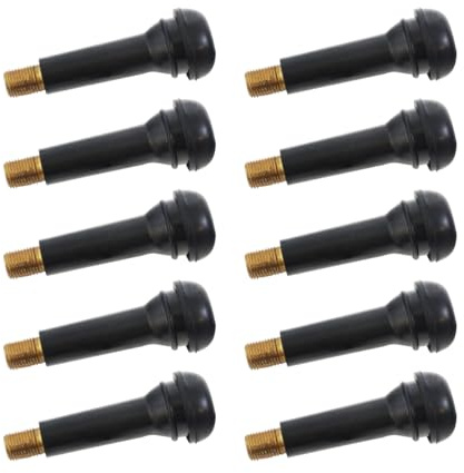 JNNJ 10 Stück Gummiventil Snap-In Ventil Sensor, Auto TR412 Reifenventilschäfte Kurz Schwarz Gummi Reifen Tubeless Snap-In Vavle, Reifenventilschaft Kurzes Gummiventil