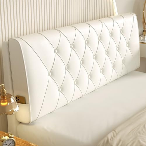 ZZYK Wasserdichtes Gepolstertes Kopfteil Kissen Wand Kissen Keilrückenlehne Lendenwirbelstützkissen Schlaf Etagenbett Kissen Kissen Mit Abnehmbarem Bezug,Beige,Paste 63/160cm