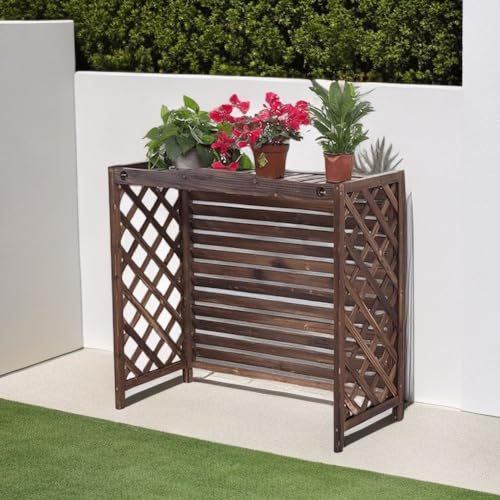 HRXQ Bois Massif Cache Climatiseur Exterieur pour L'extérieur pour Cacher Le Climatiseur Grille Cache Radiateur pour Poubelles, Clôtures De Jardin Et Clôtures pour Animaux De Compagnie (Size : S)