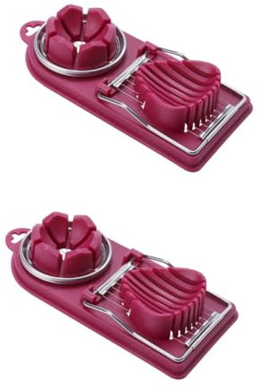ABOOFAN 4piezas Cortador De Huevos Multifuncional Herramienta De Segmentación De Frutas y Huevos Para Cocina Casa Color Rojo