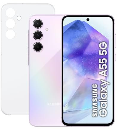 Samsung Galaxy A55 5G 256GB + Funda Transparente - Teléfono Móvil Android, Smartphone Libre, Batería de Larga Duración, Cámara 50MP, Violeta (Versión Española)