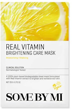SOME BY MI Real Vitamin Brightening Care Mask (Pack of 10) – Korean Vitamin C Sheet Masks for Radiance, Glow and Even Skin Tone – Daily Brightening Mask