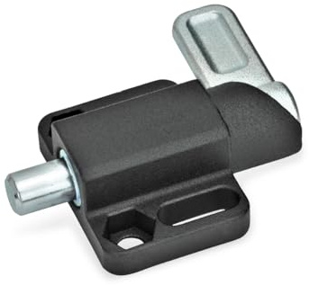 Ganter Normelemente | Federriegel | Stahl, mit Anschraubflansch | Bolzen 10mm | Rastkurve rechts | GN 722.3-10-20-R-SW