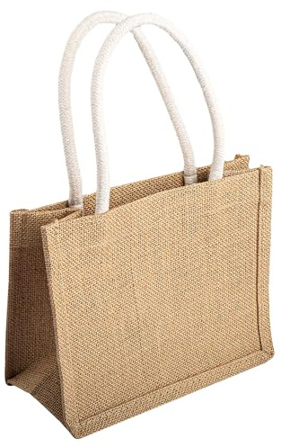 Rumyve Jute Tote Bag,Large Reusable Durable Shopping bag with Handles,Burlap Grocery Shopping Gift Tote Handbag for Picnic Travel Shopping DIY Outdoor