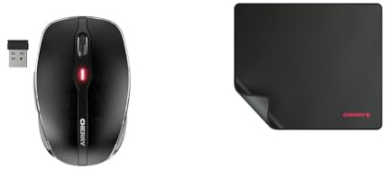 CHERRY MW 8C Advanced, Kabellose Maus & MP 1000, Premium Mousepad XL, 30 cm x 35 cm, vernähte Kanten, geeignet für alle Maussensoren, rutschfest, zusammenrollbar, Schwarz