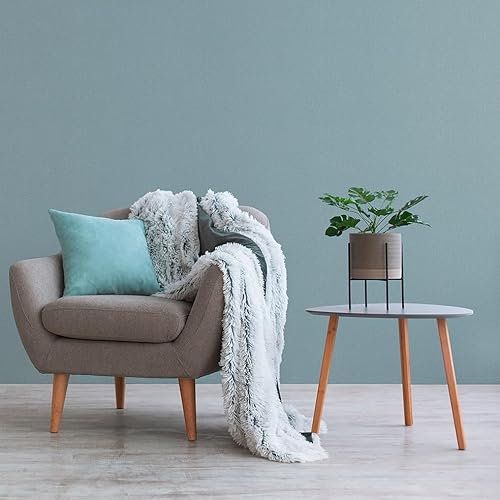 M1-No.11075 Papier peint uni intissé Bleu turquoise 10,05 m x 0,53 m