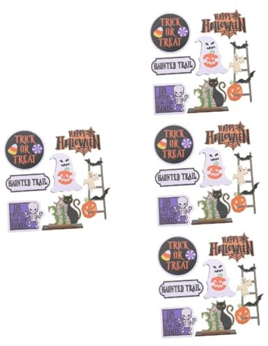 Vaguelly 4 Sätze hölzerne Ornamente gestuftes Tablettdekor im Herbst Herzstück Tischdekoration Halloween Dekoration Halloween-Dekoration Tier Tablett Dekorationsartikel Bauerntablett-