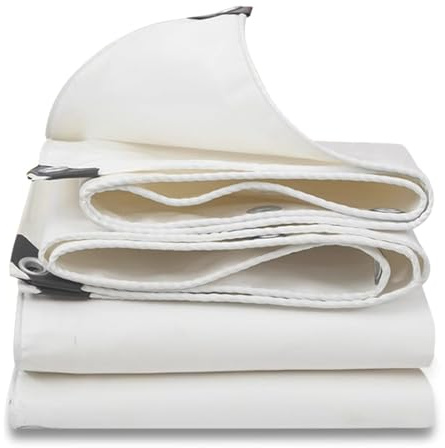 Heavy Duty Waterproof Canvas Tarpaulin 3mx4m White Oxford Tarp Sheet Cover Ground Sheet for Camping Small Size with Eyelets and Thick Material