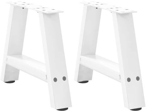 vidaXL Pieds de Table Basse en Forme de A, 2 pièces, Blanc, 40 x (30-31) cm, Acier