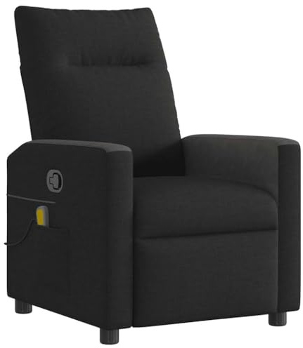 vidaXL Massagesessel Schwarz, Massage TV-Sessel, Sessel mit Massagefunktion, Fernsehsessel, Modern, Entspannen, Fernsehen, Ergonomisch, Höhenverstellbar, Massagefunktion, Stoff, Sperrholz, Metall
