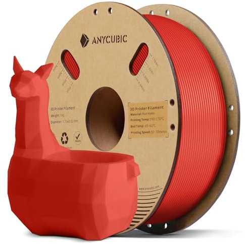 ANYCUBIC Matte PLA Filament 1,75mm, 3D Drucker Filament Matte Textur, Feine Oberfläche, Keine Schichtlinien sichtbar, Matt Rot 1KG