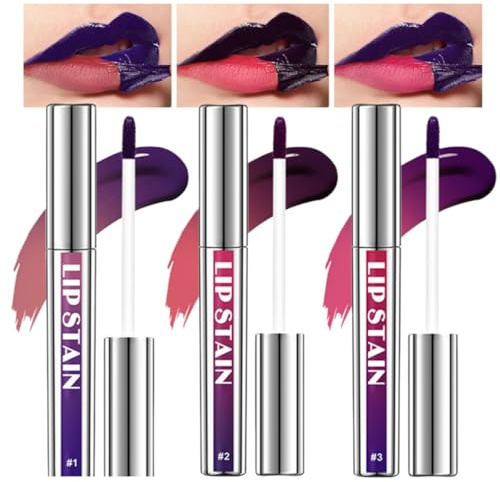 3Pcs Peel Off Lip Stain Lip Tint Set, Long-Lasting Peel Off Matte Lip Gloss, Matte Liquid Lipstick Nude Waterproof Lip Tint Stain Non-stick Cup Peel Off Lipstick Lip Makeup (3PC, Einegröße)
