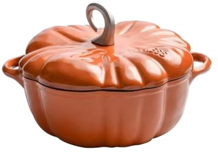STHOYN Cocotte Fonte avec Couvercle Pot en Fonte pour Cuisinière À Induction Cocotte en Fonte Émaillée Ustensiles(Orange)