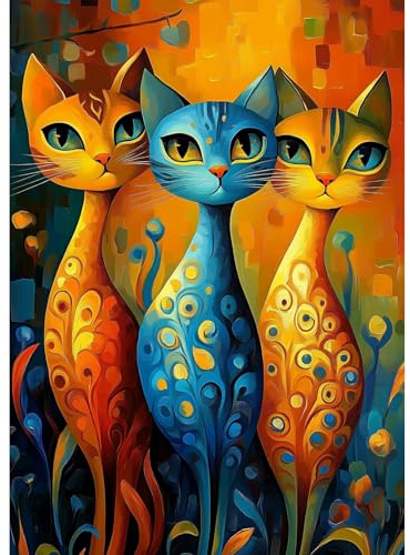 TOSTOG Diamond Painting für Erwachsene,Drei Katzen Diamant Painting Kits Full Drill Bilder 5D DIY Diamant Malerei Set 30x40cm für Wanddekor