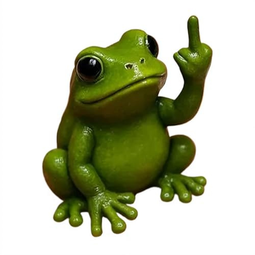 tkerinse Fun Mini Middle Finger Animal Statue, Middle Finger Frog Resin Ornament, Funny Middle Finger Desktop Statue Frog Figurine Sculpture for Office Tabletop Desk Gift