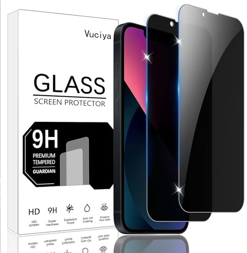 Vuciya Pack of 2 Privacy Full Sichtschutz for iPhone 16e/17e/13/13 Pro Screen Protector,Anti-Kratzen,9H Schutzfolie Panzer schutz,Anti-Spy Protection Tempered Glass for iPhone 16e
