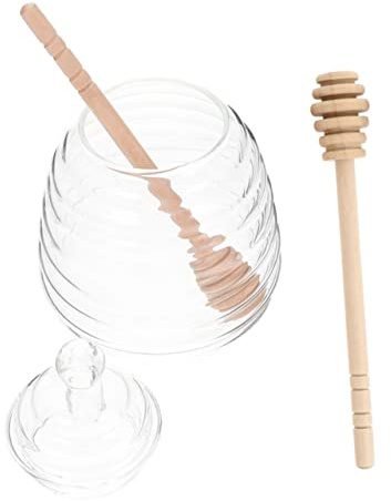 CONGARTENO Pot De Sirop Ménager Verre Avec Cuillère Pot De Stockage De Miel Récipient à Miel Exquis Support De Confiture