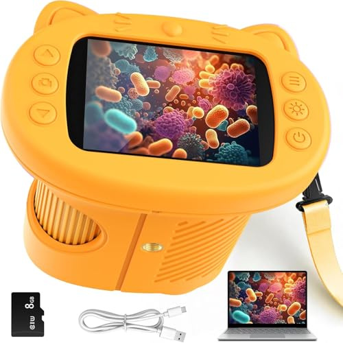 Yidoroye 2 in 1 Microscopio Digitale e Telescopio per Bambini, 1000x Zoom, Schermo da 2,4 Pollici, Schermo HD da 2 MP, 8 Luci LED - Un Regalo Perfetto per Bambini Dai 6 ai 12 Anni