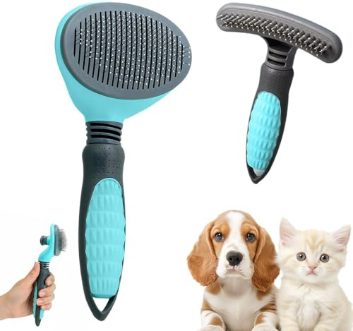 2 Pcs Hundebürste Katzenbürste, 1 pcs Unterwolle Bürste Hund mit Reinigungsknopf + 1pcs Fellbürste, Haustie Fellentwirrer Entfilzer,Entfernt Sanft Unterwolle,Entfilzungen