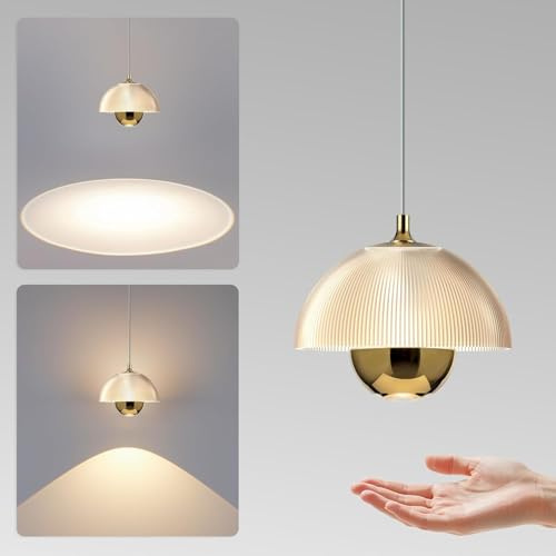 Tubicen Gold Pendant Light Height Adjustable 10W LED Hanging Light Gesture Control Hand Sensor 2700K-5000K Nordic Flowerpot Modern Pendant Lighting for Kitchen Island Dining Room Bedroom