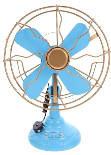 Healifty Ventilatore da Tavolo Vintage in Ferro Stile Retrò Blu Medio Decorazione Antica per Casa e Caffetteria Ornamento Fotografia e Collezione