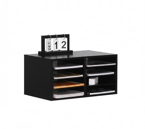 Relaxdays Dokumentenablage Bambus, DIN A4, 8 Fächer, Büro, HxBxT: 25 x 49 x 31 cm, Schreibtisch Organizer, Farbwahl