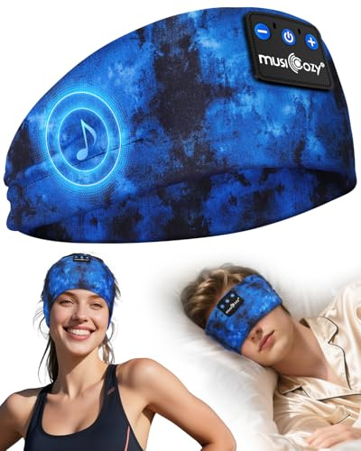 MUSICOZY Sleep Headphones Headband for Side Sleepers Bluetooth 5.4 | Comfortable Headband Headphones With Ultra-Thin Speakers. Perfect For Light/Hot Sleepers, Sport, Travel, Nap & Relaxation