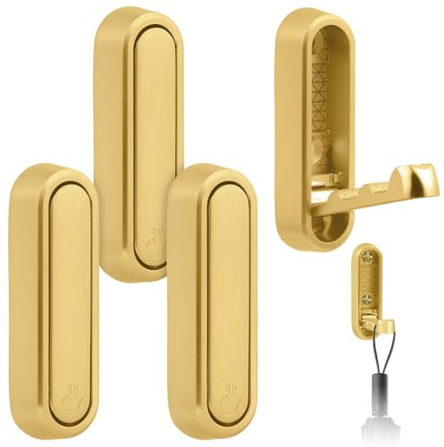 flintronic 4 stycken klädkrokar vägg, platsbesparande garderobslist vikbar, vägggarderob, kroklist garderob, zinklegering kroklist klädkrokar för jackor halsdukar (guld)