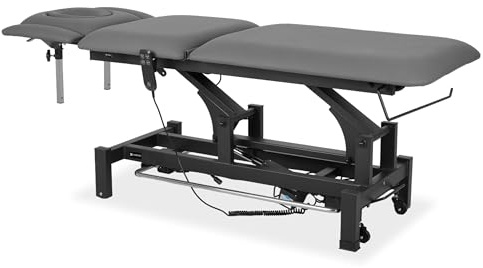 HABYS Massageliege Elektrisch mit 5-Segmente, 192x68cm, Grau, Fortis 5 Ergo | mit Steuerrahmen, Kosmetikliege Elektrisch bis zu 200 kg, Massagebank für Therapieliege mit Fernbedienung, ERGO-Kissen