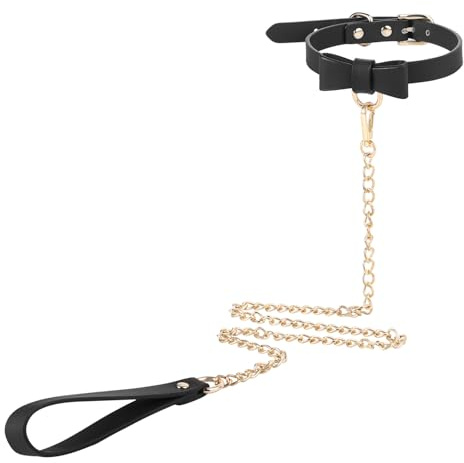 XGOPTS Damhalsband och koppel justerbar nyhet färgskiftande krage kraghalsband med avtagbar metallkedja gotisk vintage punk halsband koppelbälte för halloween cosplay fest nattklubb, One Size