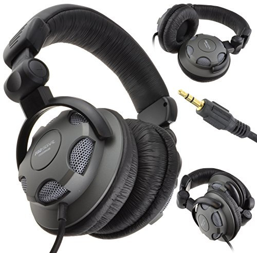 kenable Deluxe DJ Foldable Headphones Cushioned Headband 3.5mm Jack 3m Cable [3 metres]