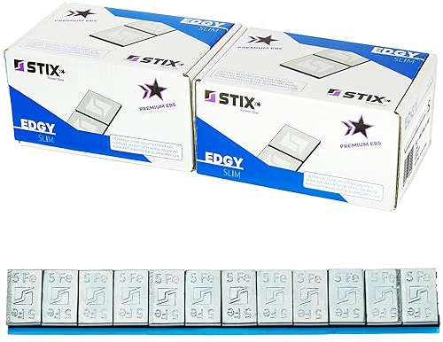 Pesi adesivi per bilanciatura Edgy Slim della marca Stix, 2400 pezzi da 5 g zincati, 3,5 mm, 200 strisce da 60 g con ampia striscia protettiva e nastro adesivo per cerchi in alluminio e per cerchi