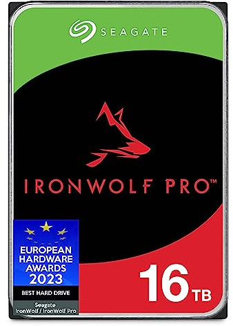 Seagate IronWolf Pro, 16 TB, Hard Disk SATA da 6 GBit/s, HDD, CMR 3,5 7.200 RPM, Cache da 128 MB per NAS con Sistema RAID, 3 anni Rescue Services, Pacchetto di Facile Apertura (ST16000NE000)